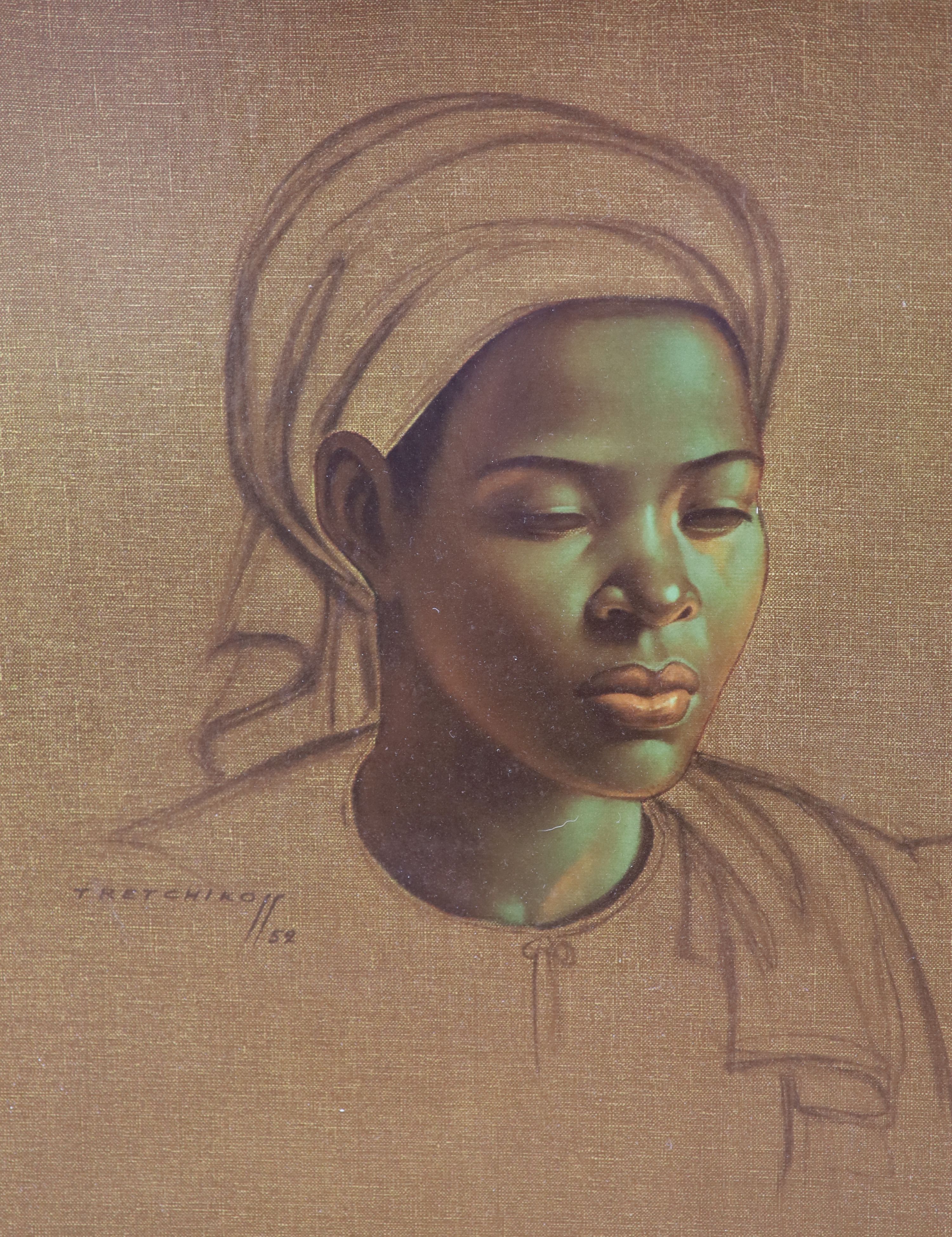 After Vladimir Tretchikoff (Russian, 1913-2006), pair of colour prints, Portraits of African women, 60 x 50cm